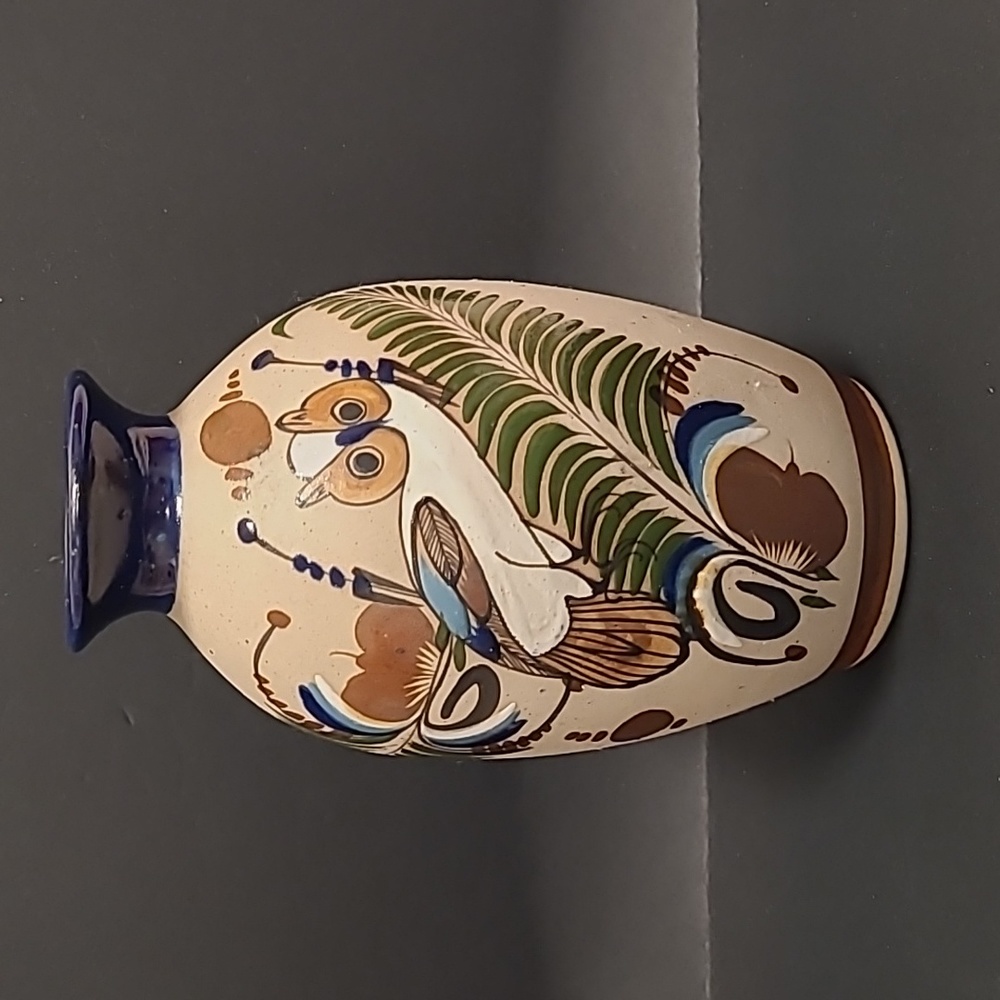 Handpainted Mexican Vase with an Adorable Owl